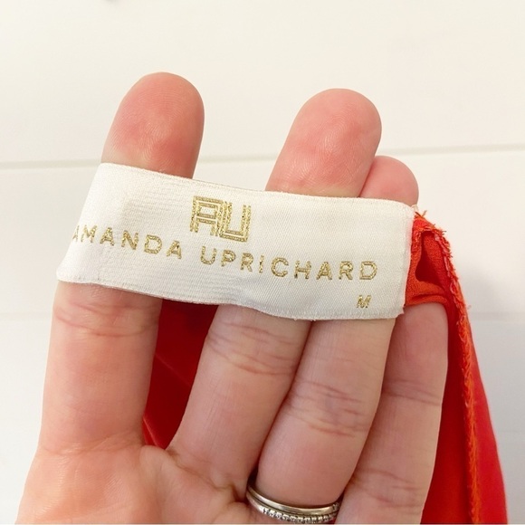 Amanda Uprichard | Tiered redish/orange Spaghetti Strap Mini Dress Size Medium - Picture 3 of 7